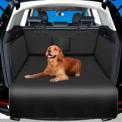 Waterproof Car Trunk Mat, Pet Travel Cargo Liner, SUV Truck Hatchback Cargo Organizer Dog Cargo Liner - Non-Slip, Scratch-Resistant And Tear-Resistant Pet Cargo Liner With Adjustable Headrest Straps And Bumper Protector, Multifunctional Storage Pockets For Small Cars, Trucks, SUVs - Black