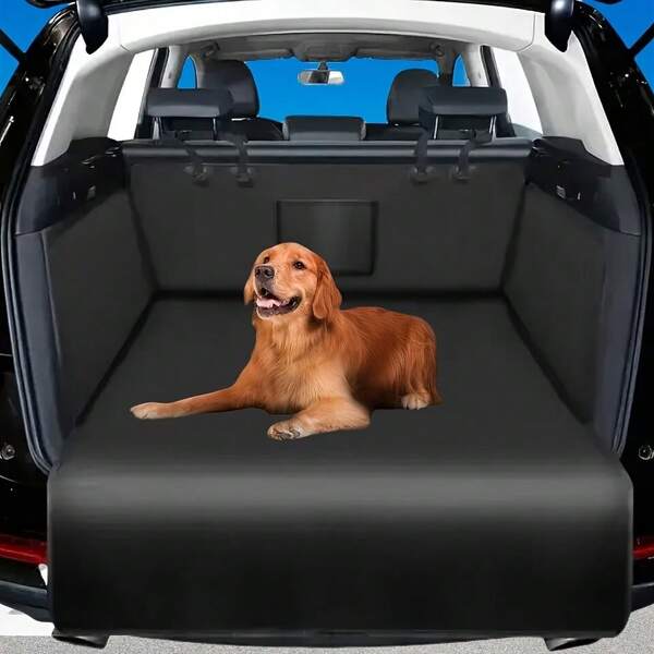 Waterproof Car Trunk Mat, Pet Travel Cargo Liner, SUV Truck Hatchback Cargo Organizer Dog Cargo Liner - Non-Slip, Scratch-Resistant And Tear-Resistant Pet Cargo Liner With Adjustable Headrest Straps And Bumper Protector, Multifunctional Storage Pockets For Small Cars, Trucks, SUVs - Black