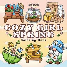 GDTME 舒适女孩春季涂色书：大胆简约的设计，适合成人和青少年。简洁可爱的粗线插图，适合哥特爱好者，可作为生日礼物、复活节礼物、返校礼物、母亲节礼物、文具用品，尺寸为 7.9x7.9 英寸。 - 溫馨女孩季節 - 查看 1