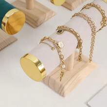 Wooden Bracelet Display Stand, Jade & Jadeite Bangle Holder, Jewelry Storage Organizer - Beige - View 3