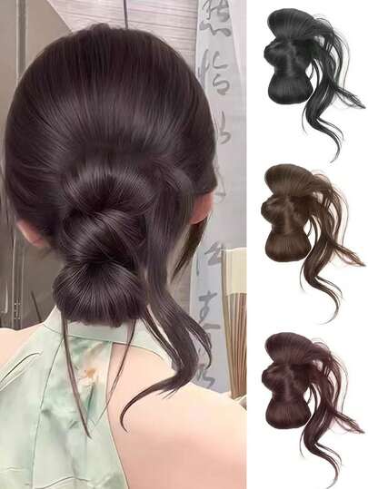 1个女士高温纤维发髻器，适用于发髻发型假发，仿发圈发髻发饰夏季发饰沙滩爪夹度假发夹时尚发爪