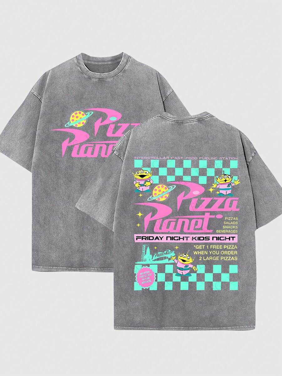 "Official Authorization" Party Double-Sided Printed Ladies T-Shirt, Sexy Spice Girl, Versatile Style, 100% Washed Cotton, Unisex, Disney Fans. - 灰色 - 查看 1