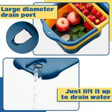 3 Pack Collapsible Dish Basin With Drain Plug 2.77 Gallon (10.5l) Multiuse Foldable Sink Tub Dishpan Wash Basin Portable Kitchen Storage Tray For Camping RV Beverage Bucket - Style 1 - View 5