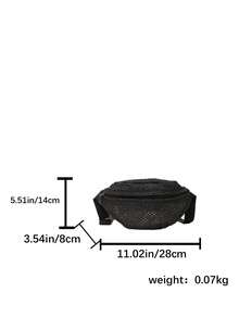 Handmade Straw Waist Bag, Vacation Style Portable Chest Bag, Minimalist Japanese Crossbody Pouch - Black - View 7