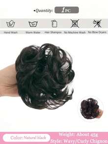 Claw Clip Messy Bun Ponytail Messy Hair Bun Extensions Wavy Curly Chignon Synthetic Tousled Updo Hairpieces For Women Girls - Multicolor - View 8