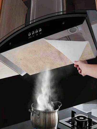 12pcs/Set Kitchen Cooker Hood Oil-Proof Cover, Featuring Absorbent Membrane And Paper Filter Core, Mesh Oil-Absorbing Membrane, Designed For One-Time Side Oil Absorption, Disposable Filter Sheets - Hook And Loop Design, Heavy-Duty Non-Woven Fabric Texture, Easy To Cut, Enhanced Grease Capturing Ability