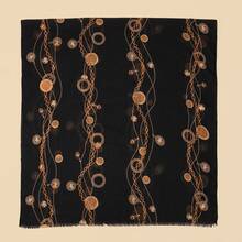 1pc Women's Versatile Black Chain Print Scarf, Daily Wear Fashionable Scarf - Multicolor - View 3