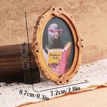 1pc Creative Retro Style Oval Mini Photo Frame Fridge Magnet, Funny Home Decor, Holiday Gift - Little Bird - View 3