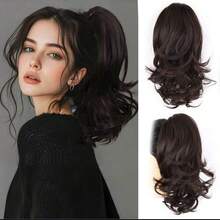 European And American Style Long Curly Wig, Big Wave Clip-On Short Ponytail, Fluffy Natural Synthetic Ponytail Braid, Fashion Hair Clip, Elegant Hair Accessory, Casual Hair Clip For Women,Summer,Holiday,Travel - Multicolor - View 10