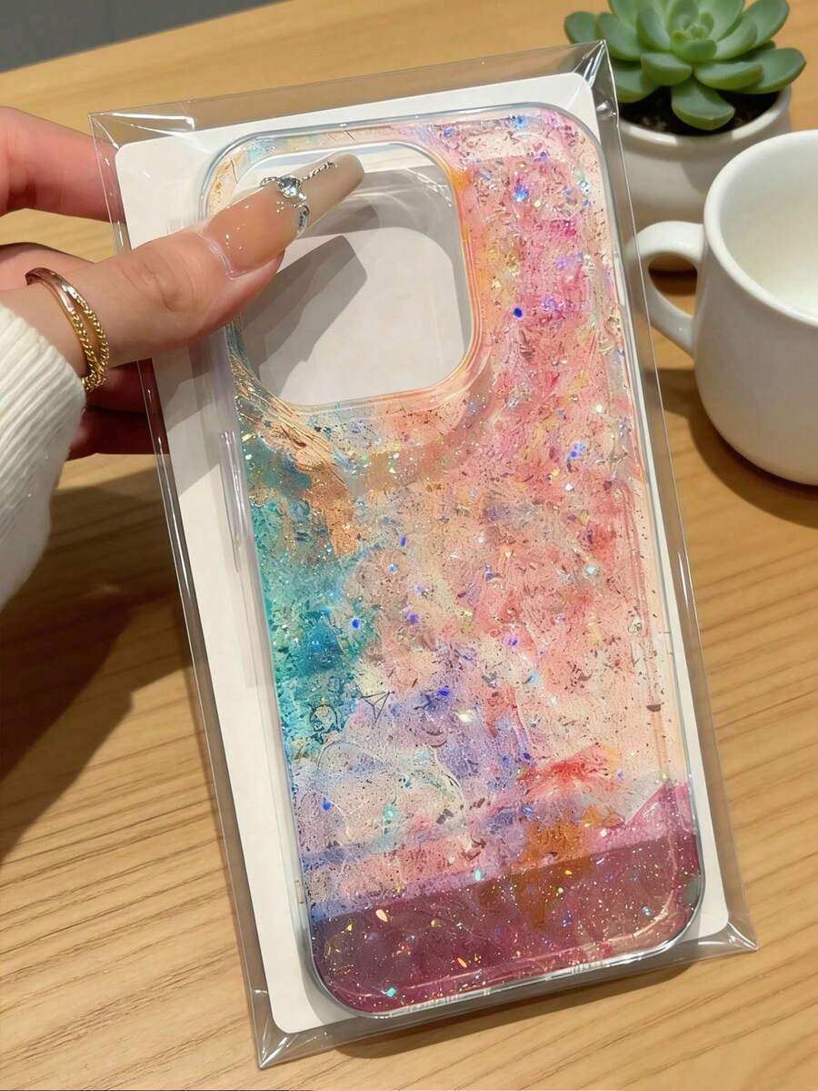 Sequins,Diamond 1pc Glitter Bling Phone Case For IPhone17Pro Max 16 15 14 13 12 11 Pro Max 16Promax Soft Transparent Protection Back Cover Funda - Multicolor - View 1