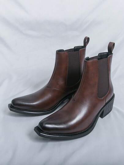 Stivali alla caviglia Chelsea classici e versatili per uomo, design alto stile retrò, comodi e traspiranti per uso quotidiano e semplici di colore unito, scarpe da escursionismo e da viaggio, stivali da cowboy, nuovi arrivi per autunno/inverno, taglie grandi