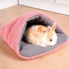 Ổ ngủ mềm mại và ấm cúng cho thỏ/chuột lang, túi ngủ có thể giặt được và giữ ấm, phù hợp cho các thú cưng nhỏ như chồn, mèo con sơ sinh. - A-màu xanh - Xem 5