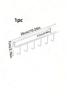 1pc White/Black 6-Hook No Drill Kitchen Organizer Rack, Suitable For Cabinets, Cookware, Spatulas And Other Kitchen Items - View 9
