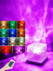 1pc Multi-Color LED Atmosphere Light, USB Powered, Multi-Function Water Wave Projection Lamp With Remote Control, Colorful LED Projection Creates Dreamy Atmosphere, Suitable For Living Room, Bedroom, Game Room, Party - 多色光 - 查看 7