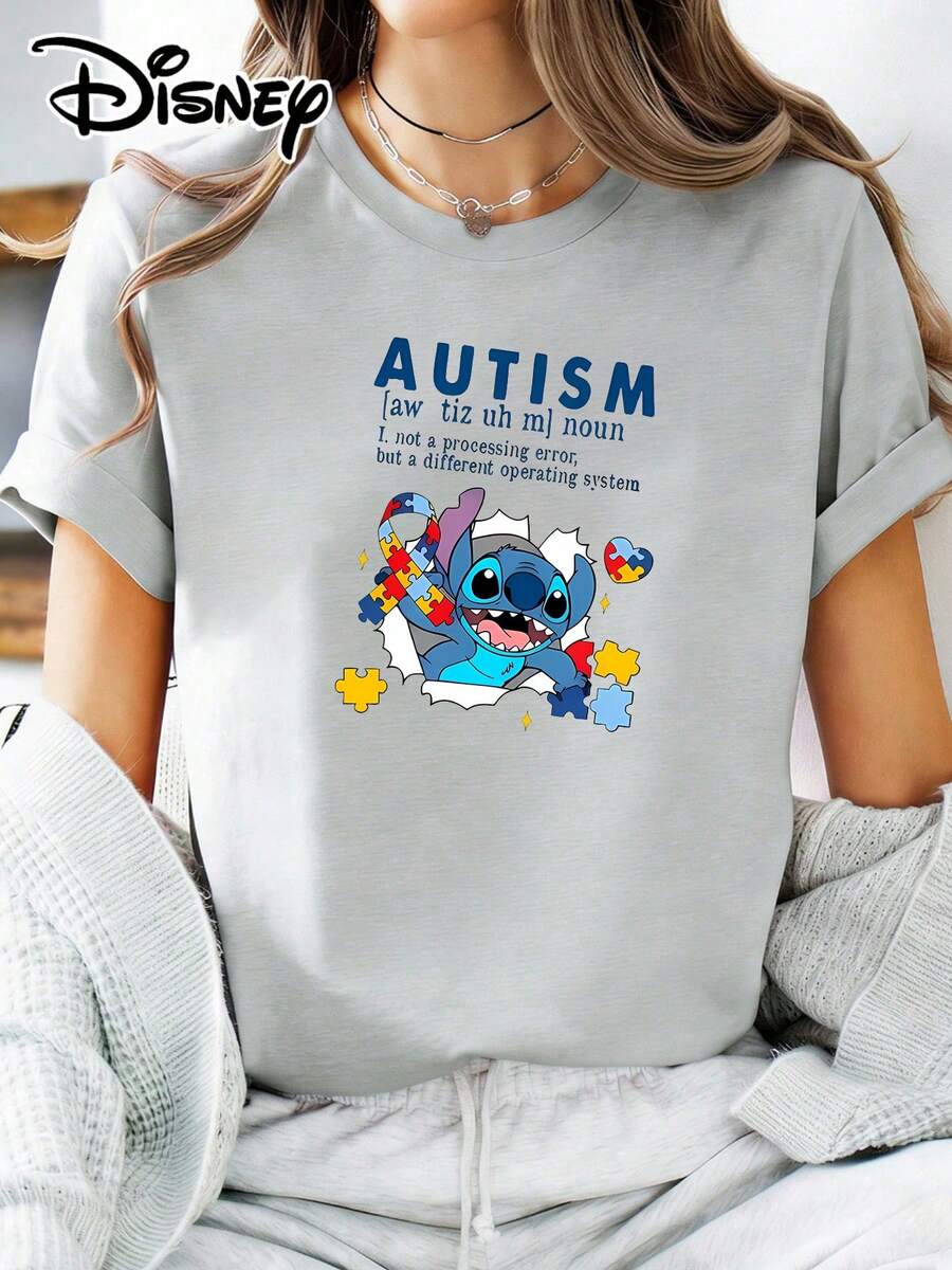 Soft Cotton T-Shirt | Disney "Daisy Duck Balloon Fun" Graphic Tee | Casual Daily WearMade With Soft, Comfortable, And Durable Materials, This Is An Ideal Choice For Spring And Summer. This Crew Neck T-Shirt Is Suitable For Various Occasions, Including Everyday Wear, Shopping, Parties, Travel, And Gatherings, And Also Makes A Thoughtful Gift. - Grey - View 1