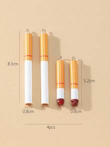 4件套时尚3D逼真香烟吊坠耳环项链饰品DIY珠宝配件 - 仿真香煙吊墜 - 查看 4