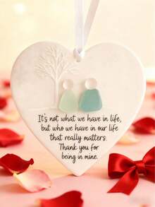 1pc 2D Heart-Shaped Acrylic Friendship Decor, Eternal Love Memorial, Valentine's Day Pendant, Acrylic Art Piece, Perfect Gift For Loved One - Multicolor - View 6
