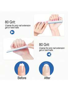 25pcs (Optional 80/80, 100/180) Nail Files, Acrylic Nail Sanding Boards, Professional Manicure Tools, Suitable For Home & Salon, Durable Double-Sided - Multicolor - View 10