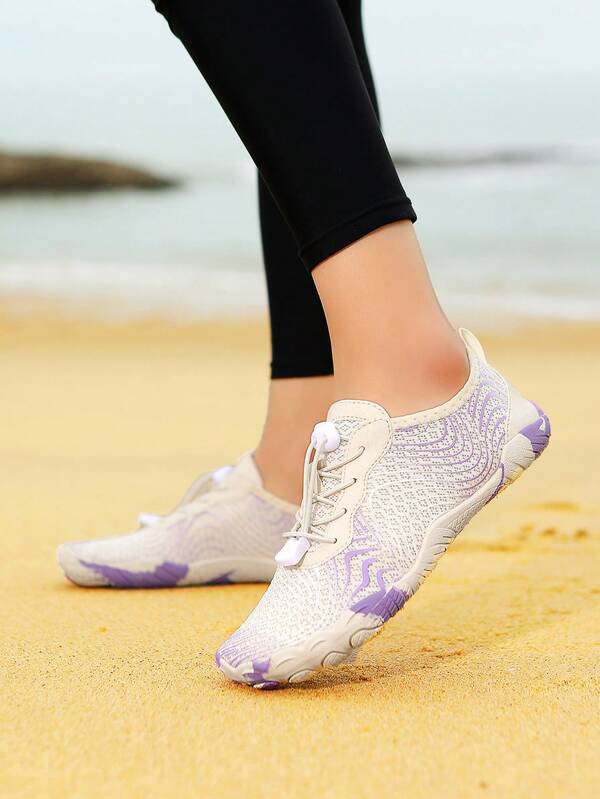 Zapatos acuáticos unisex - Secado rápido, zapatos deportivos de agua antideslizantes de cinco dedos, adecuados para fitness en interiores, levantamiento de pesas, yoga y actividades al aire libre como playa, natación, surf y senderismo - Suela de goma duradera, cierre de cordones, para todas las estaciones, zapatos de playa