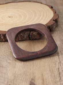 Elegant Multi-Layer Geometric Wooden Bracelet, Luxury Square Wooden Bangle - Bracelet - View 2