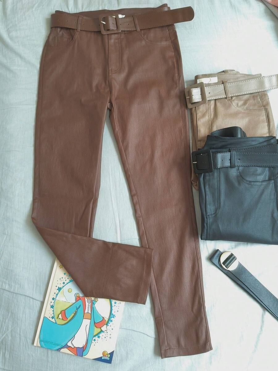 Women's Spandex Resin Pants - Rust Brown 2 - View 1