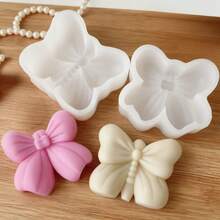 Bowknot Silicone Mold, Butterfly Shaped Silicone Mold For Plaster, Scented Candle, Chocolate, Candy - A-White - View 3