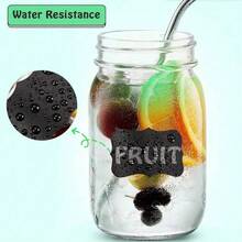 120pcs Reusable Waterproof Labels - Black Self-Adhesive Stickers, Suitable For Kitchen Containers, Spice Jars And Food Storage Boxes - Wave Pattern Design, Includes 1 White Chalk, Applicable For Mason Jars, Party Decorations, Crafts, Weddings, Storage, Glass Bottles, Home Kitchen Supplies (Essential For Kitchen Organization) - Multicolor - View 5