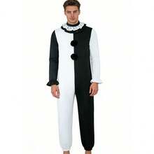 一套男士角色扮演服装，小丑造型，灵感来自美国电影，不含面具 - 黑與白 - 查看 1