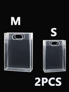 5个/1个透明PVC礼品袋，简约手提袋，包装袋，包装盒，手提包袋，化妆品收纳袋，生日礼物袋，婚礼礼物袋，返校季塑料防水礼品袋，情人节礼物袋，婴儿派对礼物袋 - 查看 18