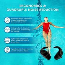 1 Pair Reusable Soft Silicone Ear Plugs For Adults, Suitable For Swimming, Surfing And Water Sports, Comfortable Fit For Teenagers And Adults 14+ Years Old - Multicolor - View 7