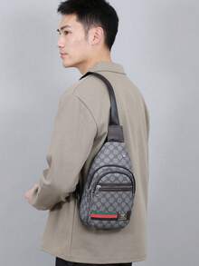 经典男士花卉胸包，时尚多功能斜挎包，大容量轻便单肩包，男女通用带耳机孔胸包，日常通勤包，商务包，礼品包，学生包 - A - 查看 9