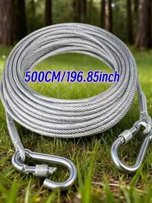 5m/10m/20m Cable de acero, adecuado para gatos pequeños, también se puede usar como cuerda para tender la ropa, decoración de fiestas, camping, cuerda para exteriores de baño - Plateado - Ver 5