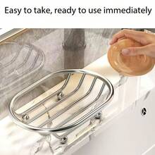 1 khay đựng xà phòng hình oval sáng tạo có lỗ thoát nước, chất liệu thép không gỉ bền chắc, phụ kiện phòng tắm - nhiều màu - Xem 9