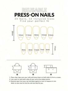 24Pcs/Set Almond-Shaped French Elegant 3D Ocean Style Starfish Waterdrop Flower Decor Full Coverage Press-On Nails With 1Pc Jelly Gel And 1Pc Nail File, Perfect For Romantic Daily Date Looks Nail Supplies Nails - 多色 19 - 查看 5