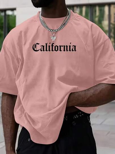 Áo thun ngắn tay in họa tiết California kiểu Mỹ cổ điển, dáng rộng, thương hiệu thời trang đường phố, chất liệu cotton thoáng khí, thích hợp cho mùa hè.