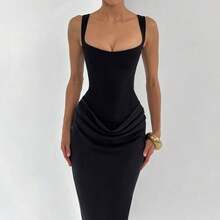 New Sexy Hot Girl Fashion Best-Selling Waist-Cinching Ruched Strapless Sleeveless Bodycon Dress - 白色 - 查看 4