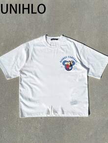 Disney UNIHLO Mickey  Print  Summer Casual Versatile Pure Cotton T-Shirt Suitable For Any Place - 白色 - 查看 4
