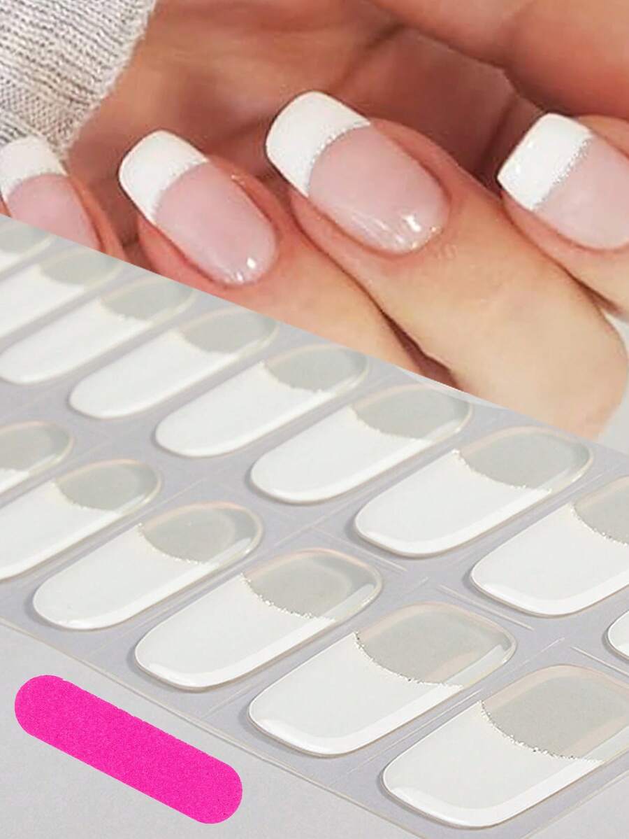 1张半固化凝胶美甲贴纸，16片美甲凝胶贴纸，全覆盖凝胶指甲油贴纸，持久耐用，快速塑形，适合女性和女孩，需配合UV/LED灯使用，DIY美甲贴纸美甲用品 - 彩色 - 查看 1