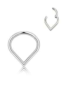 1件装时尚简约不锈钢水滴鼻环，个性化鼻部穿孔饰品，无缝心形闭合环，男女皆宜 - 彩色 - 查看 5