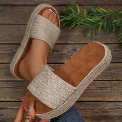 2026夏季新款波西米亚风大码女式厚底编织绳凉鞋
