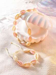 2pcs/Set Bohemian Ocean Decor Necklace And Bracelet Set, Handmade Jewelry Women, Vacation, Gifts Friends - Nhiều màu - Xem 2