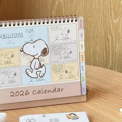 SNOOPY 1个可爱花生漫画12个月竖版翻页日历，史努比和查理·布朗漫画设计 | 方便查找的月份标签 | 非常适合办公室、学校和家庭桌面整理 | 史努比粉丝、儿童和成人的理想之选 | 返校和假期礼物