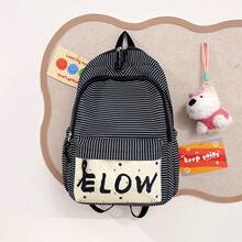 Ba lô kẻ sọc mới năm 2026, in chữ ELOW, túi đựng sách học sinh dung tích lớn, túi đi làm đa năng tiện dụng. - màu đen - Xem 3