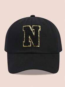 1 buah Topi Baseball Anak-Anak dengan Huruf Hitam, Topi Pelindung Matahari untuk Anak Laki-Laki dan Perempuan, Cocok untuk Aktivitas Luar Ruangan dan Penggunaan Sehari-hari - Label hitam dan emas - topi baseball kain hitam - View 10