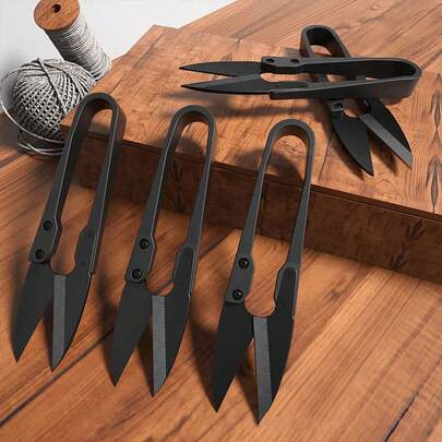 مقصات خياطة من الصلب الكربوني 1/2 قطعة، مقصات تطريز من الفولاذ المقاوم للصدأ بشكل حرف U، مناسبة للخياطة والأعمال اليدوية، تصميم إرجونومي