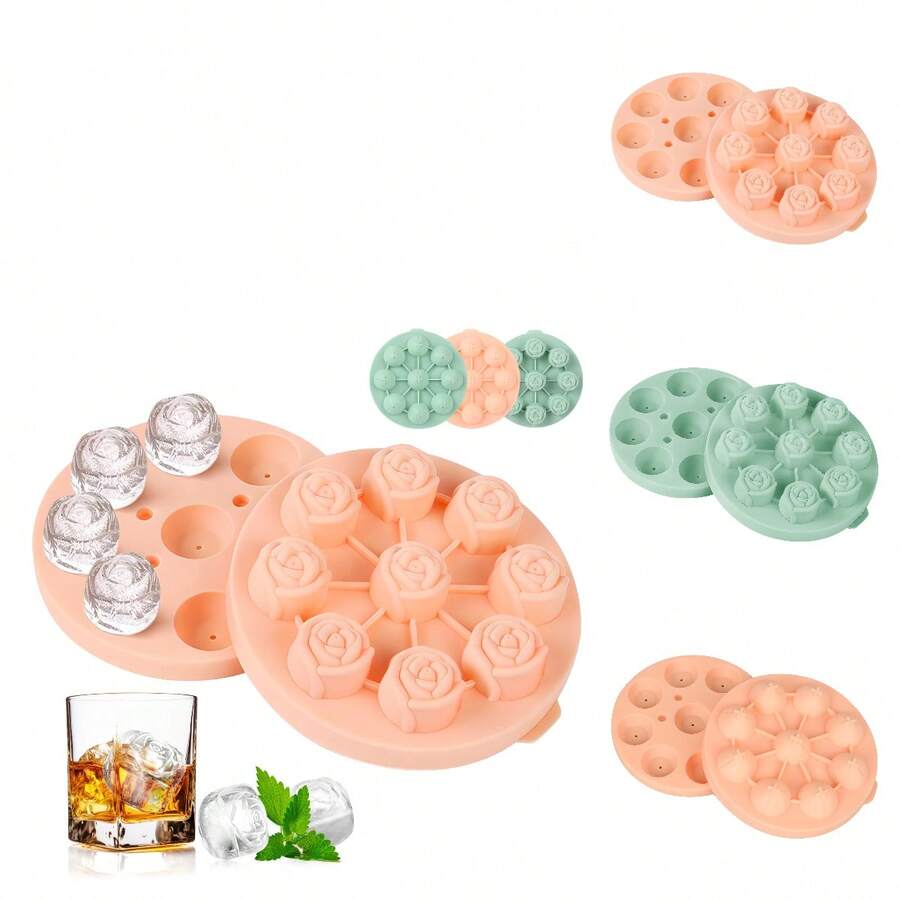 Khuôn làm đá hình hoa hồng bằng silicon, máy làm đá viên cho rượu whisky, khuôn đá viên hình hoa hồng bằng silicon, khay làm đá viên cho rượu whisky, khay làm đá bằng silicon, máy làm đá tại nhà. - Nhiều màu - Xem 1