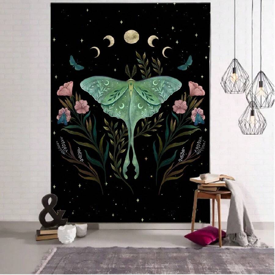 Mushroom Tapestry Sun Moon And Stars Tapestry Teen Indie Room Decor Macrame Wall Hanging Large Fabric Wall Tapestry (8).Jpg - 白色 - 查看 1