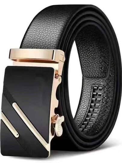 Men's Crocodile Pattern Leather Belt, Luxury Style Embossed Design, Thick Automatic Buckle, Ideal For Business Events & Important Signatures