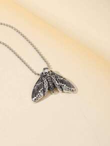 1pc Hip Hop Skull Decor Moth Charm Necklace For Women For Prom Party - 復古銀色 - 查看 5