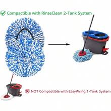 4 Pack Mop Replace Heads Compatible OCeda, Spin Mop Refill RinseClean 2-System - Fluffy Microfiber, Washable And Easy To Replace - 藍色 + 4 件裝(1 包) - 查看 3